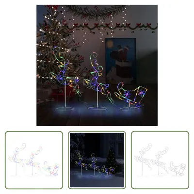 Produktbild von The Living Store Weihnachtsdeko LED Rentiere & Schlitten Acryl 260x21x87 cm Bunt