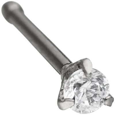 Produktbild von Nasenpiercing mit weißen Zirkonia, schwarze Edelstahl, Nasenstecker Nasenschmuck