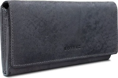Produktbild von ROYALZ "Lucia" Vintage Leder Damen Portemonnaie Groß RFID Schutz - Geldbörse mit Reißverschluss viele Fächer 11 Kartenfächer Brieftasche Querformat