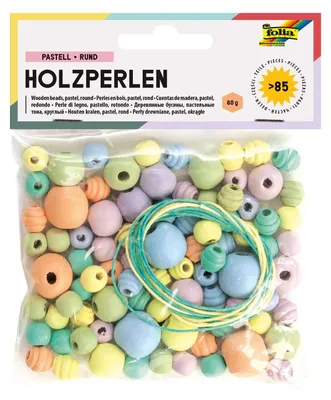 Productafbeelding van Houten kralen - 85 stuks - 4 maten - 6 pastelkleuren