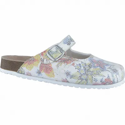 Produktbild von Softwaves Damen Synthetik Bio Clogs white, lederbezogenes Bio Korkfußbett, 1838102/36