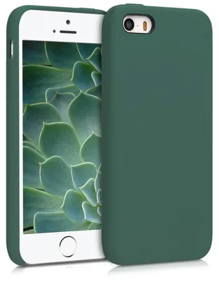Produktbild von kwmobile Handyhülle für Apple iPhone SE (1.Gen 2016) / iPhone 5 / iPhone 5S Hülle - Case Silikon - Kabelloses Laden - Schutzhülle Cover in Tannengrün