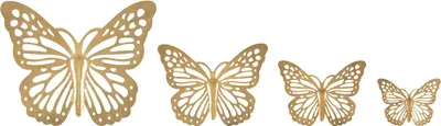 Image de Mauro Ferretti - Décoration murale « Papillons », lot de 4 pièces, 35 x 2 x 29 – 16 x 2 x 12 cm, couleur or