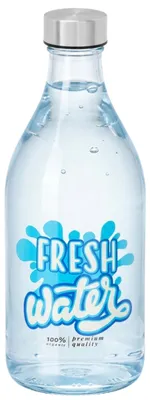 Produktbild von Vivalto Wasserflasche / Trinkflasche Fresh - Glas - transparent - mit Edelstahldeckel - 1000 ml