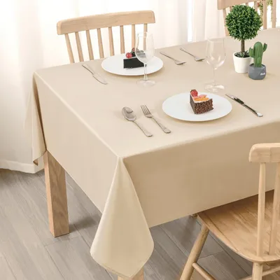 Produktbild von Tischdecke Outdoor Wetterfest 140x280cm Fleckschutz Abwaschbar Beige Polyester