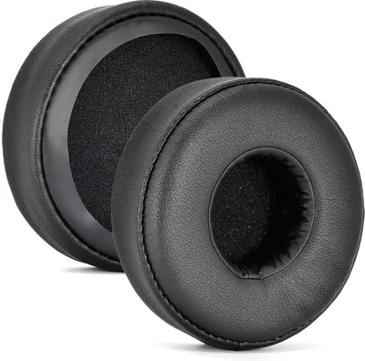 Two black ear pads for headphones are shown on a white background.