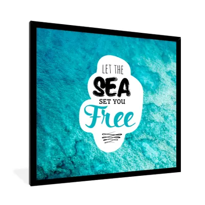 Produktbild von MuchoWow® Gerahmtes Poster Sommer - Sprichwörter - Zitate 40x40 cm - Poster mit Schwarzem Bilderrahmen Wandposter Rahmen Foto Bilder - Mit Rahmen - Wanddekoration Schlafzimmer