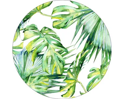 Produktbild von Dekoratives rundes Glas-Wandbild mit Dschungel-Motiv in Grüntönen, Ø 50 cm