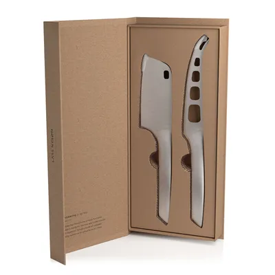 Produktbild von LARS NYSØM Käsemesser Set 2-Teilig I Messerset Edelstahl I Set bestehend aus Käsemesser für Weichkäse und Käsebeil für Hartkäse (Stainless Steel)