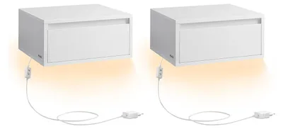 Produktbild von Schwebende Nachttische 2er-Set – Wandmontage – Weiß – 35 x 40 x 18 cm