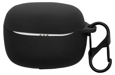 Produktbild von kwmobile Schutzhülle für JBL Tune Beam 2 Hülle - TPU Silikon Case für Kopfhörer Ladecase - stoßfestes Cover mit Karabiner - Schwarz