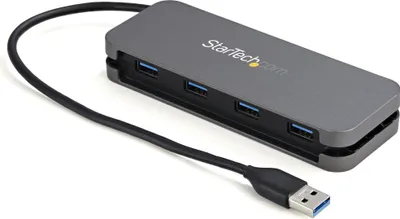 Obrázok produktu pre StarTech.com HB30AM4AB, USB 3.2 Gen 1 (3.1 Gen 1) Type-A, USB 3.2 Gen 1 (3.1 Gen 1) Type-A, 5000 Mbit/s, Čierna, Šedá, Plast, 0,28 m