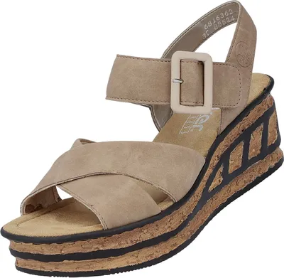 Produktbild von Rieker Keilsandaletten - Sandbeige Kunstleder Größe: 36 Normal