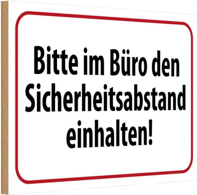 Produktbild von vianmo Holzschild 12x18 cm im Büro Sicherheitsabstand Warnschild Hinweisschild