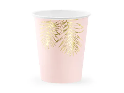 Obrázok produktu pre Papierové poháre ružové Listy 220ml, 6ks Party Deco