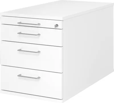 Produktbild von Rollcontainer abschließbar BxTxH 428x800x512 mm 1 x  Utensilienfach, 3 Schubladen, weiß