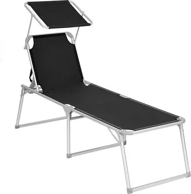Produktbild von Famanu Liegestuhl - große Liegefläche - klappbar - schwarz-grau