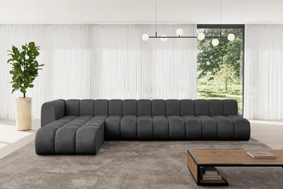 Produktbild von ALTDECOR Modulares Sofa Ecksofa in L-Form - Darnel-L3 - 387x177x70 cm Schwarz - Corner modular Sofa Eckcouch Couch Wohnlandschaft Cauchsofa Bodensofa Polstersofa