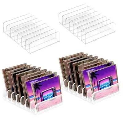 Zdjęcie produktu dla Uchwyt na płyty cd dvd akrylowy przezroczysty organizer 2 szt