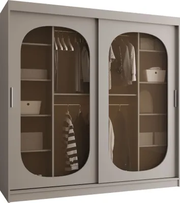Produktbild von MIRJAN24 Kleiderschrank Bahrajn 200, Schwebetürenschrank, Garderobe (Farbe: Cashmere, Größe: 200 cm)