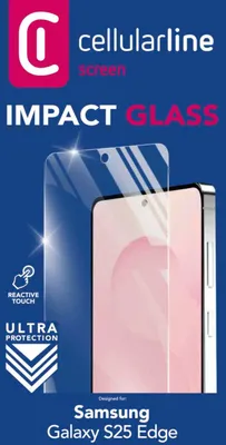 Produktbild von Cellularline Impact Glass - Galaxy S25 Edge Widerstandsfähiges, dünnes und super-berührungsempfindlich Schutzglas, Samsung, GALAXY S25 EDGE, Schlagfest, Kratzresistent, Transparent, 1 Stück(e)
