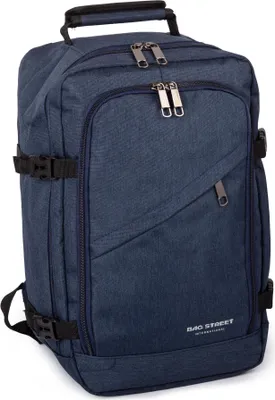 Zdjęcie produktu dla Plecak podróżny bagaż podręczny do samolotu zamykany jak walizka 40x25x20 cm granatowy