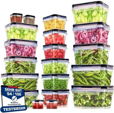 Image de Boîtes alimentaires avec couvercle, lot de 40 pièces, grand format, sans BPA, adaptées au micro-ondes et au réfrigérateur