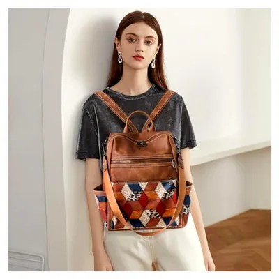Produktbild von Leder-Rucksack, Geldbörse für Damen, Designer-Umhängetasche, modische Kunstarbeit, Reisehandtaschen