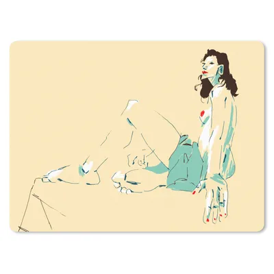 Produktbild von MuchoWow® Mauspad Mousepad Frau - Kunst - Abstrakt - Gelb 23x19 cm - Mousepads - Maus Mat - Pad - Mausunterlage - Schreibtischunterlage - Mauspad