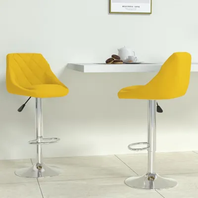 Produktbild von Design Möbel Barhocker 2er Set Senfgelb Samt - 2024 Neu