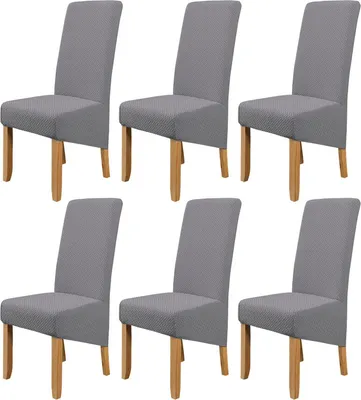 Produktbild von Stretch-Stuhlbezüge, 6er-Pack abnehmbare waschbare Druckstoff-Stuhlbezüge für Speisesaal, Hotel, Bankett(Silbergrau)