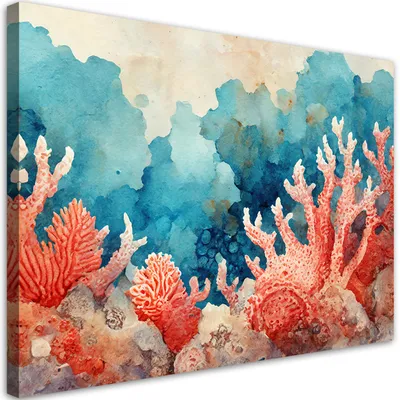 Produktbild von Leinwandbild Korallenriff 100x70 Feeby Blau bild für die wand bereit zum aufhängen