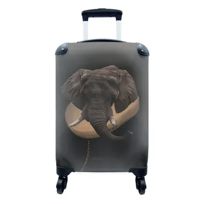 Produktbild von MuchoWow® Koffer Handgepäck Trolley Rollkoffer Kleine Reisekoffer mit 4 Rollen - Alte Meister - Ölgemälde - Elefant - Cabin Size < 55x40x23 cm & 55x40x20 cm - Fotokoffer - Kabinenkoffer - Boardgepäck - Reise-Box - Reisekoffer - Reisegepäck - Koffer mit Bild - Trolley für Kinder