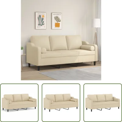 Produktbild von The Living Store 3-Sitzer-Sofa mit Zierkissen Creme 180 cm Stoff