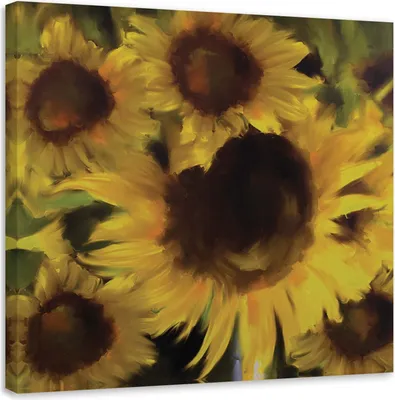 Produktbild von Leinwandbild blumenstrauß aus gelben sonnenblumen 60x60 cm Feeby gelb wandbild bereit zum aufhängen