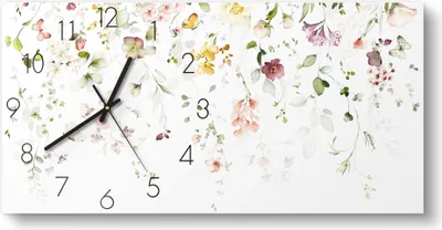Produktbild von DEQORI Glasuhr 60x30 cm Zahlen 'Zarte Blütenpracht' Wanduhr Glas Uhr Design leise Küchenuhr
