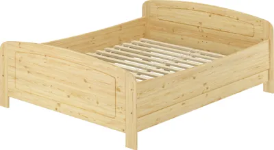Produktbild von Extra hohes Massivholzbett 200x200 Doppelbett Zubehör wählbar V-60.44-20Rollrost und Matratze inkl.