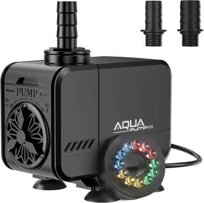 Produktbild von MIAJARD Springbrunnen Pumpe Mit LED Beleuchtung 3000L/H 45W, Teichpumpe Gartenpumpe Wasserpumpe Wasserspielpumpe