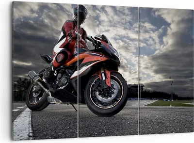Produktbild von Bild auf Leinwand - Leinwandbild - Sport Rennen Motorrad Reise - 105x70cm - Wand Bild - Wanddeko - Leinwanddruck - Bilder - Kunstdruck - Wanddekoration - Leinwand bilder - Wandkunst - CE105x70-2542