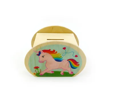 Produktbild von Holzdekoration Spardose „Einhorn“ BxLxH 115x65x85mm