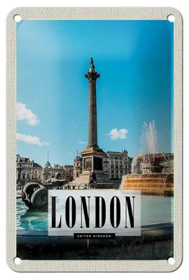 Produktbild von Blechschild Reise 12x18cm London UK Brunnen Trafalgar Square Schild