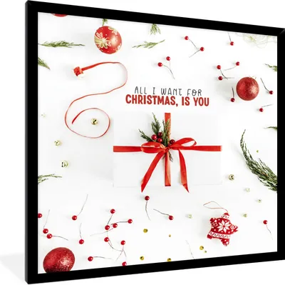 Produktbild von MuchoWow® Gerahmtes Poster Winter - Zitat - Rot 40x40 cm - Poster mit Schwarzem Bilderrahmen Wandposter Rahmen Foto Bilder - Mit Rahmen - Wanddekoration Schlafzimmer