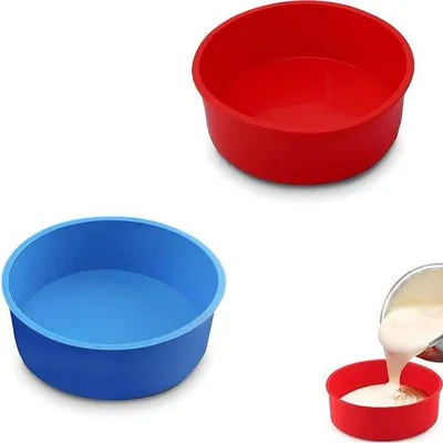 Zdjęcie produktu dla Zestaw silikonowych foremek do ciast 15 cm w kolorach tęczy, z powłoką nieprzywierającą