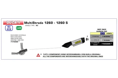 Produktbild von ARROW Auspuff INDY RACE für Ducati Multistrada 1200 / 1260 2015-, Titan