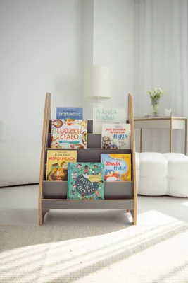 Produktbild von MINI Montessori Bibliothek - Kinder Bücherregal - grau