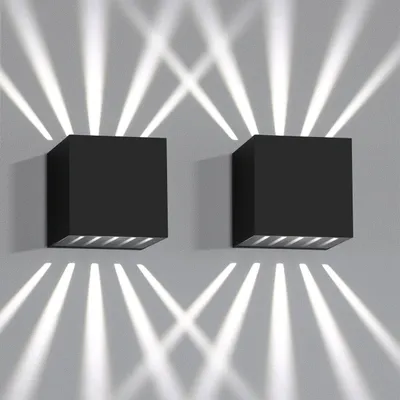 Produktbild von ZMH 2 Stück Wandlampe LED Wandleuchte Innen & Außen - Schwarz Außenlampe IP65 Wasserdicht Außenwandleuchte 3000K Kaltweiß Up Down 10W Wandbeleuchtung für Treppenhaus Flur Balkon Badezimmer