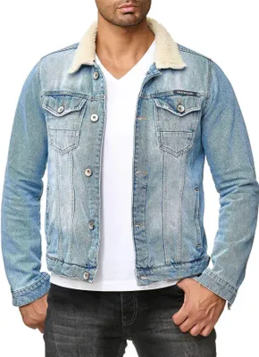 Produktbild von Red Bridge Herren Jeansjacke Trucker Sherpa Jacke Übergangsjacke Denim Blau