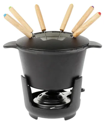 Fondueset 10-tlg. emailliertes Gusseisen Ø 16 cm mit 6 Gabeln