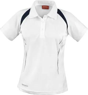 Produktbild von SPIRO S177F | Damen Team Spirit sports Poloshirt +Atmungsaktiv - Farbe: White/Navy - Größe: XL (42)