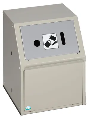 Produktbild von Robuster Wertstoffsammler mit Einwurfklappe | für Batterien | Stationär | 11 Liter, HxBxT 50x40x40cm | Verzinkter Stahl | Grau